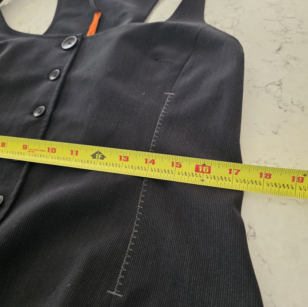 Womens Cop. Copine Vest Shirt Size 42  Futuristic Avant Garde Black, Gray Pinstr - Picture 9 of 12